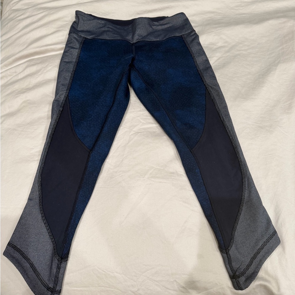 lululemon athletica Navy, Gray, and Black Colorblock Crop Leggings